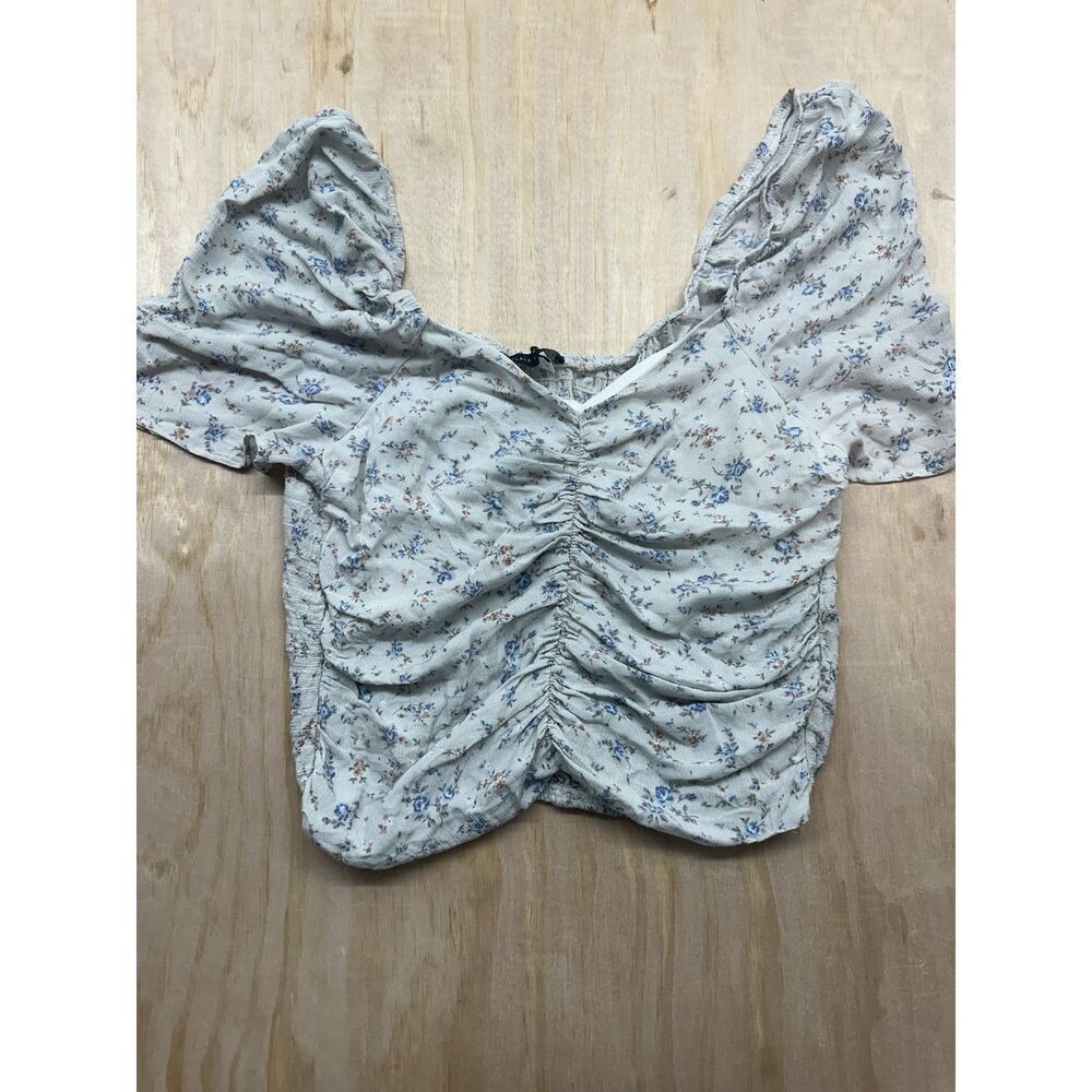 Slate & Willow Rayon‎ Top Smock Back Puff Sleeve Sz L Boho Casual
